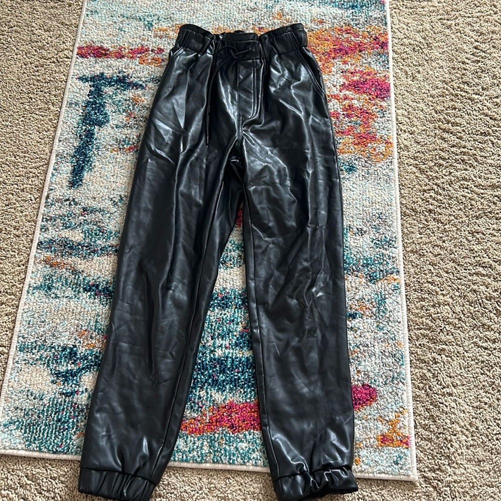 Abercrombie leather joggers size XS